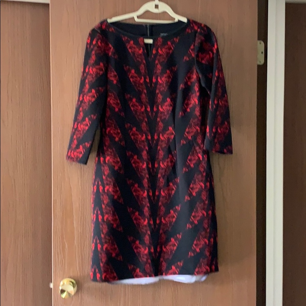 Tahari Black Dress with Red Patterns